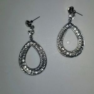 Silver - tone rhinestone earrings